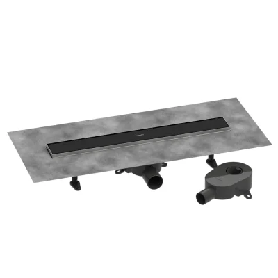 Hansgrohe RainDrain Go - dušas renīte 60 cm ar abpusēju resti, flīžu ielikšanai, matēti melna 56271670