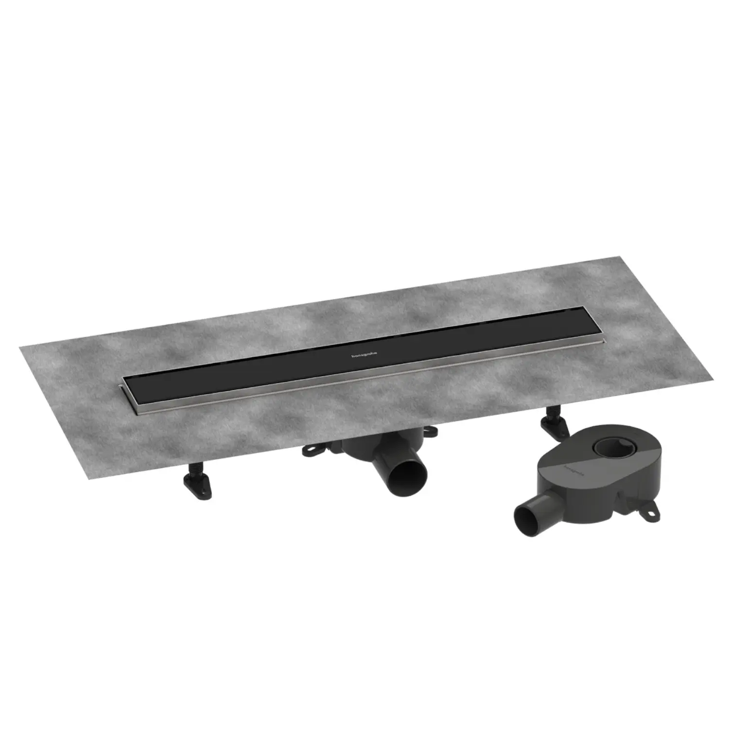 Hansgrohe RainDrain Go - dušas renīte 60 cm ar abpusēju resti, flīžu ielikšanai, matēti melna 56271670