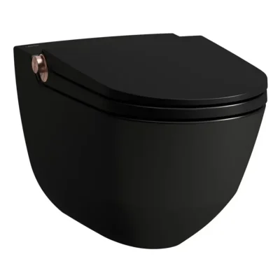Laufen Cleanet Riva - elektronisks bidē ar keramiku, piekarams, Rimless, SoftClose, matēti melns/pulēts rožzelts H8206917190001