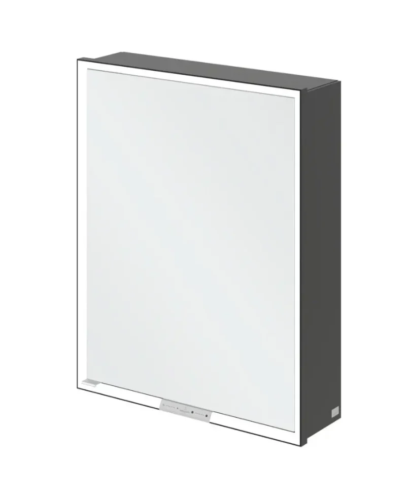 Villeroy & Boch My View+ - spoguļskapītis ar LED apgaismojumu 60x75x17 cm, 1 durvis, eņģes labajā pusē, matēti melns B4816R00