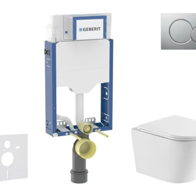 Geberit Kombifix - komplekts ar priekšsienas elementu, Nefia WC ar SoftClose sēdekli un Sigma01 vadības plati, lakots hroms matēts SANI15CA2104