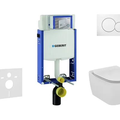 Geberit Kombifix - sienas WC instalācijas elements ar vadības plati SIGMA01, Alpu balts + Standard Tesi - WC un WC sēdeklis, Aquablade, SoftClose 110.302.00.5 NU1