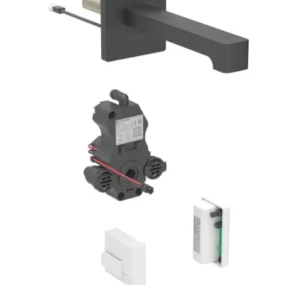 Geberit Brenta - elektroniska izlietnes maisītājs zemapmetuma, ģeneratora darbība, easy to clean, matēti melns 116.296.14.1