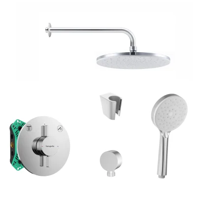Hansgrohe/Kielle - dušas komplekts ar maisītāju un zemapmetuma montāžas korpusu, hroms SANI21HKK005