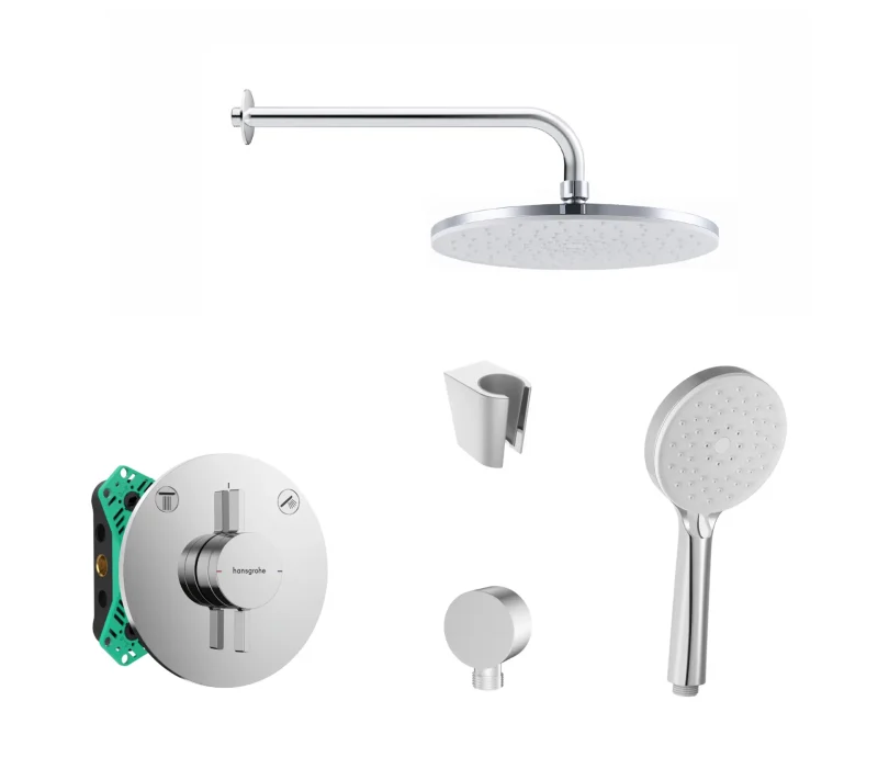 Hansgrohe/Kielle - dušas komplekts ar maisītāju un zemapmetuma montāžas korpusu, hroms SANI21HKK005