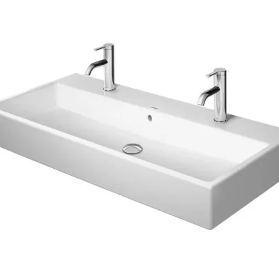 Duravit Vero Air - dubultā izlietne 100x47 cm, ar pārplūdi, ar jaucējkrāna caurumiem, WonderGliss, balta 23501000241