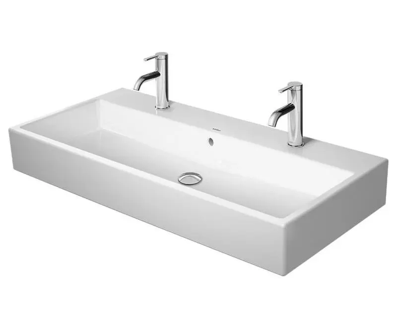 Duravit Vero Air - dubultā izlietne 100x47 cm, ar pārplūdi, ar jaucējkrāna caurumiem, WonderGliss, balta 23501000241