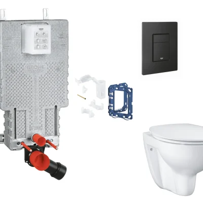 Grohe Uniset - komplekts priekšsienas elements, WC ar SoftClose sēdekli, vadības plate Even un Fresh pārveidošanas komplekts, phantom black SANI15BB5113