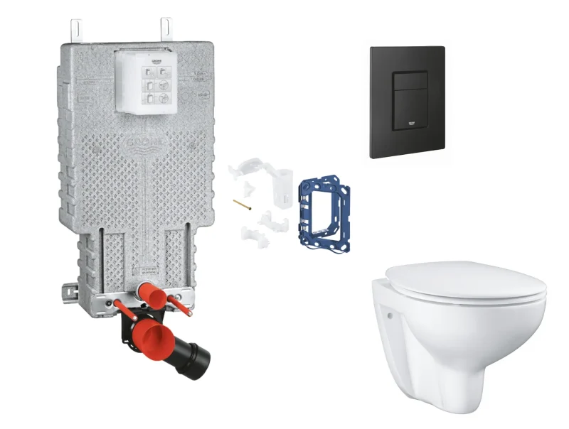 Grohe Uniset - komplekts priekšsienas elements, WC ar SoftClose sēdekli, vadības plate Even un Fresh pārveidošanas komplekts, phantom black SANI15BB5113
