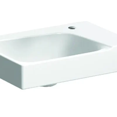 Geberit Xeno 2 - roku mazgāšanas izlietne 40x28 cm, ar jaucējkrāna caurumu labajā pusē, bez pārplūdes, ar KeraTect, balta 500.529.01.1