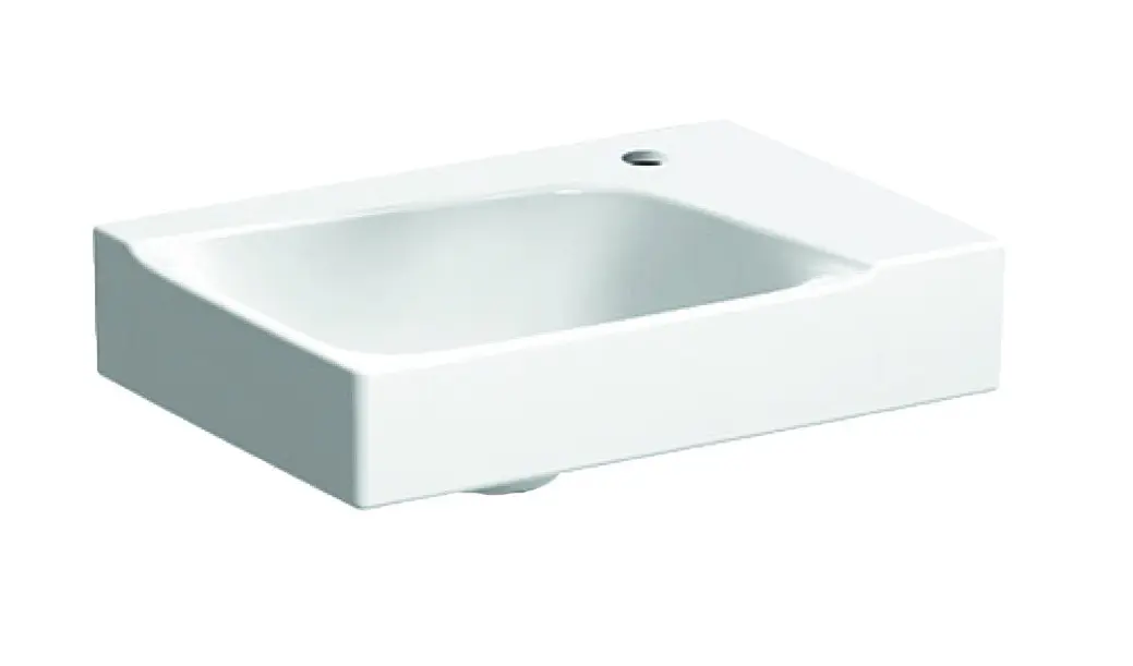 Geberit Xeno 2 - roku mazgāšanas izlietne 40x28 cm, ar jaucējkrāna caurumu labajā pusē, bez pārplūdes, ar KeraTect, balta 500.529.01.1