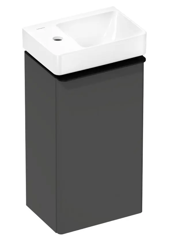Hansgrohe Xelu Q - roku mazgāšanas izlietne ar apakškabinetu, 63x34x27 cm, 1 durvis, eņģes kreisajā pusē, matēti pelēka/matēti melna 54363670