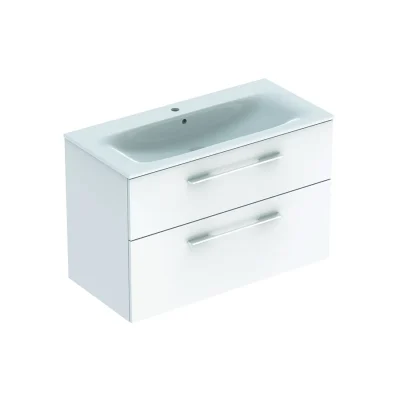 Geberit Selnova Square - izlietnes skapis 64x99x48 cm, ar izlietni, 2 atvilktnes, spīdīgi balts 501.244.00.1