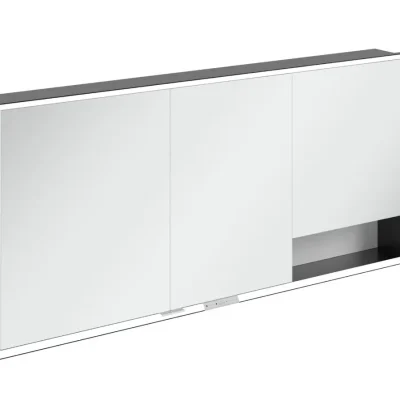 Villeroy & Boch My View+ - spoguļskapītis ar LED apgaismojumu 160x75x17 cm, 3 durvis, Pure White/Matte Black B48216VF