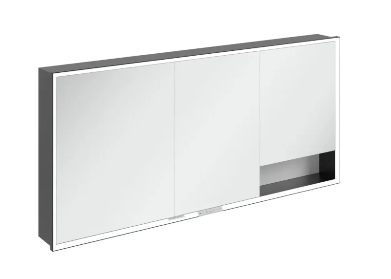 Villeroy & Boch My View+ - spoguļskapītis ar LED apgaismojumu 160x75x17 cm, 3 durvis, Pure White/Matte Black B48216VF