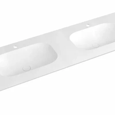 Sapho Treos - iebūvējama dubultizlietne 15x5 cm, bez pārplūdes, 2 caurumiem jaucējkrānam, balta TS152-0101