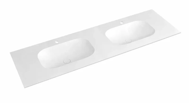 Sapho Treos - iebūvējama dubultizlietne 15x5 cm, bez pārplūdes, 2 caurumiem jaucējkrānam, balta TS152-0101