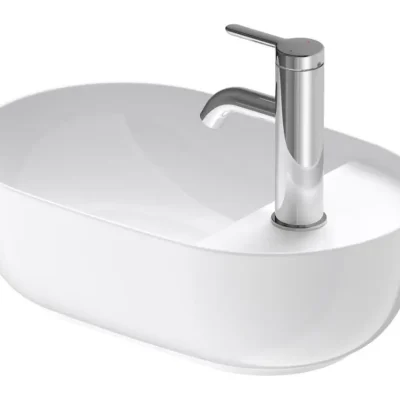Duravit Luv - uzliekamā izlietne 42x27 cm, ar maināmu jaucējkrāna caurumu, DuraCeram, Alpu balts 0381420000