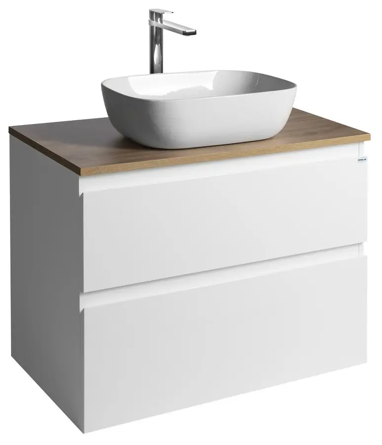 Aqualine Altair - izlietnes skapītis 60x78x45 cm, 2 atvilktnes, balts/ozols emporio AI280-02