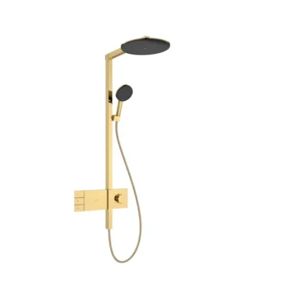 Hansgrohe Raindance Alive S - dušas komplekts ar termostatu, diametrs 30 cm, 3 strūklas veidi, EcoSmart, pulēta zelta apdare 24596990