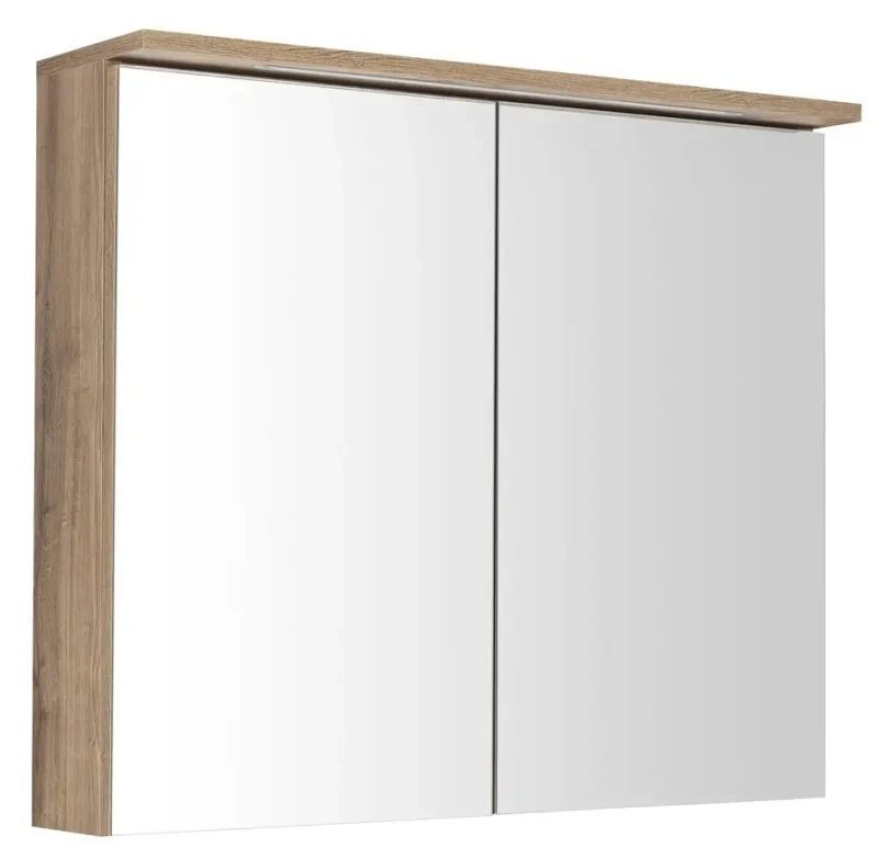 Aqualine KAWA - spoguļskapis ar LED apgaismojumu, 80x70x22 cm, ozols Emporio WGL38S