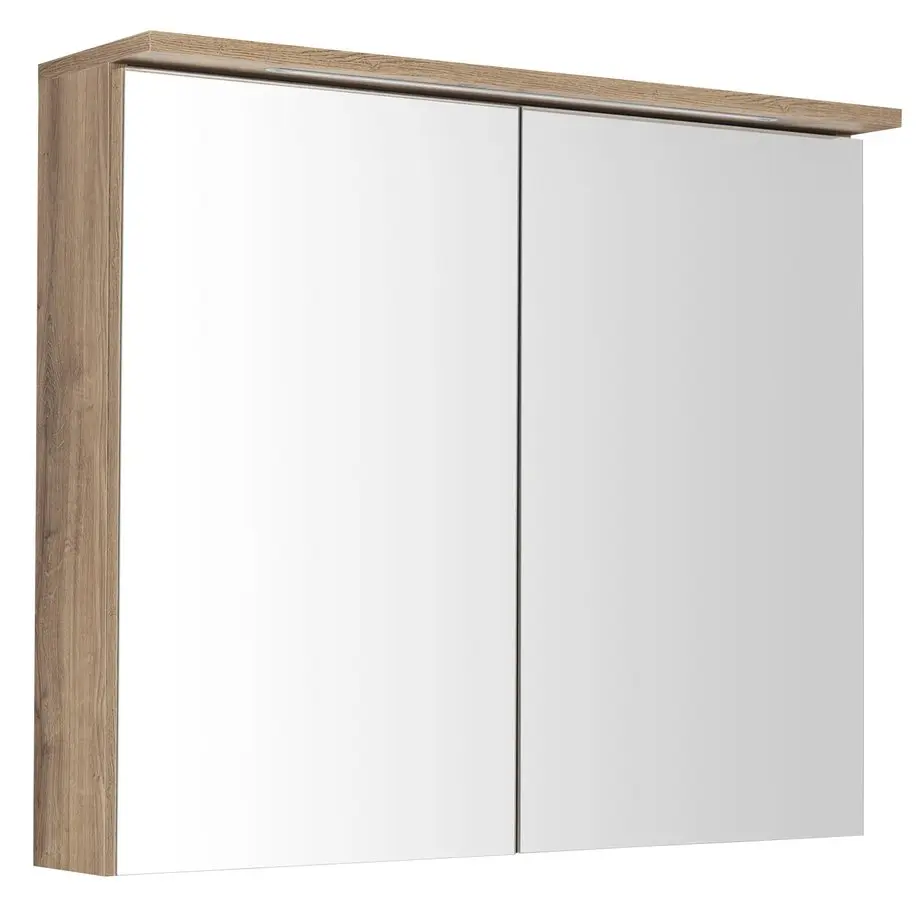 Aqualine KAWA - spoguļskapis ar LED apgaismojumu, 80x70x22 cm, ozols Emporio WGL38S