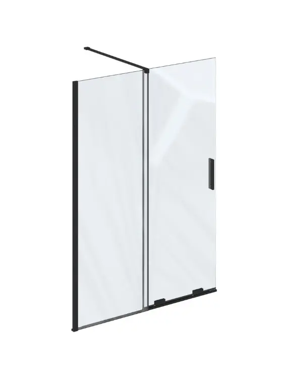 Ravak Roll - dušas starpsiena Walk-In 120x195 cm, melns/caurspīdīgs stikls X9WVG0300Z1