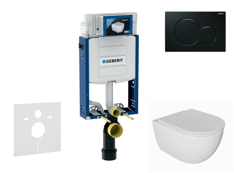 Geberit Kombifix - komplekts priekšsienas elements, WC Oudee ar SoftClose sēdekli un Sigma01 vadības plati, melns SANI15CA5113