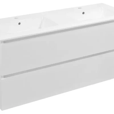 Sapho Ezara - izlietnes skapītis, 120x46x55 cm, 2 atvilktnes, spīdīgi balts EZ121-3030