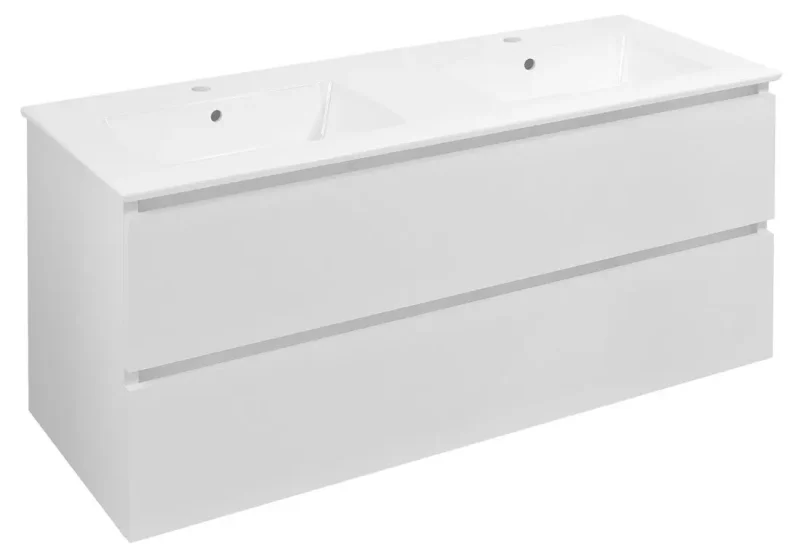 Sapho Ezara - izlietnes skapītis, 120x46x55 cm, 2 atvilktnes, spīdīgi balts EZ121-3030