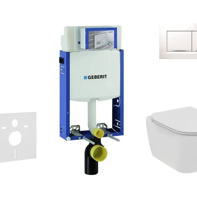 Geberit Kombifix - komplekts no priekšsienas elementa, sienas WC un WC sēdekļa Ideal Standard Tesi, vadības plate Sigma20, Rimless, SoftClose, balts/Hroms 110.302.00.5 NE5