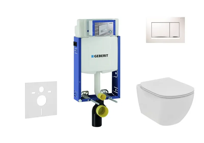 Geberit Kombifix - komplekts no priekšsienas elementa, sienas WC un WC sēdekļa Ideal Standard Tesi, vadības plate Sigma20, Rimless, SoftClose, balts/Hroms 110.302.00.5 NE5