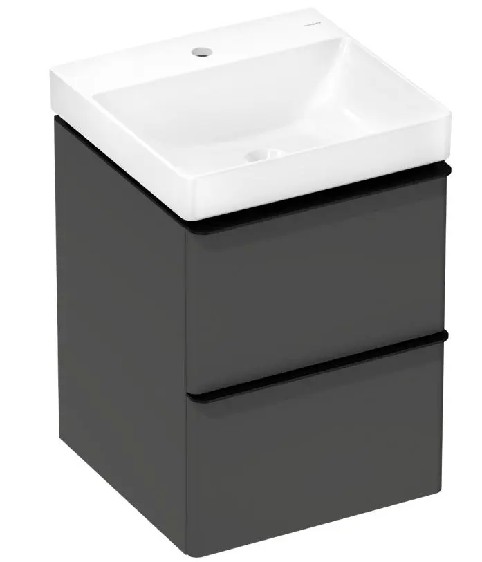Hansgrohe Xelu Q - izlietne ar zemizlietnes skapi, 63x48x50 cm, 2 atvilktnes, matēti pelēks/matēti melns 54369670