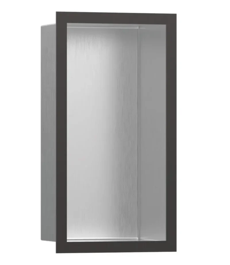 Hansgrohe XtraStoris Individual - sienas niša ar dizaina rāmi, 30x15x10 cm, matēts nerūsējošais tērauds/hroms melns matēts 56094340