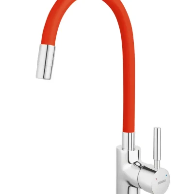 Novaservis Ferro - virtuves maisītājs ar elastīgu roku, Sarkans/Hroms 70710,0CV
