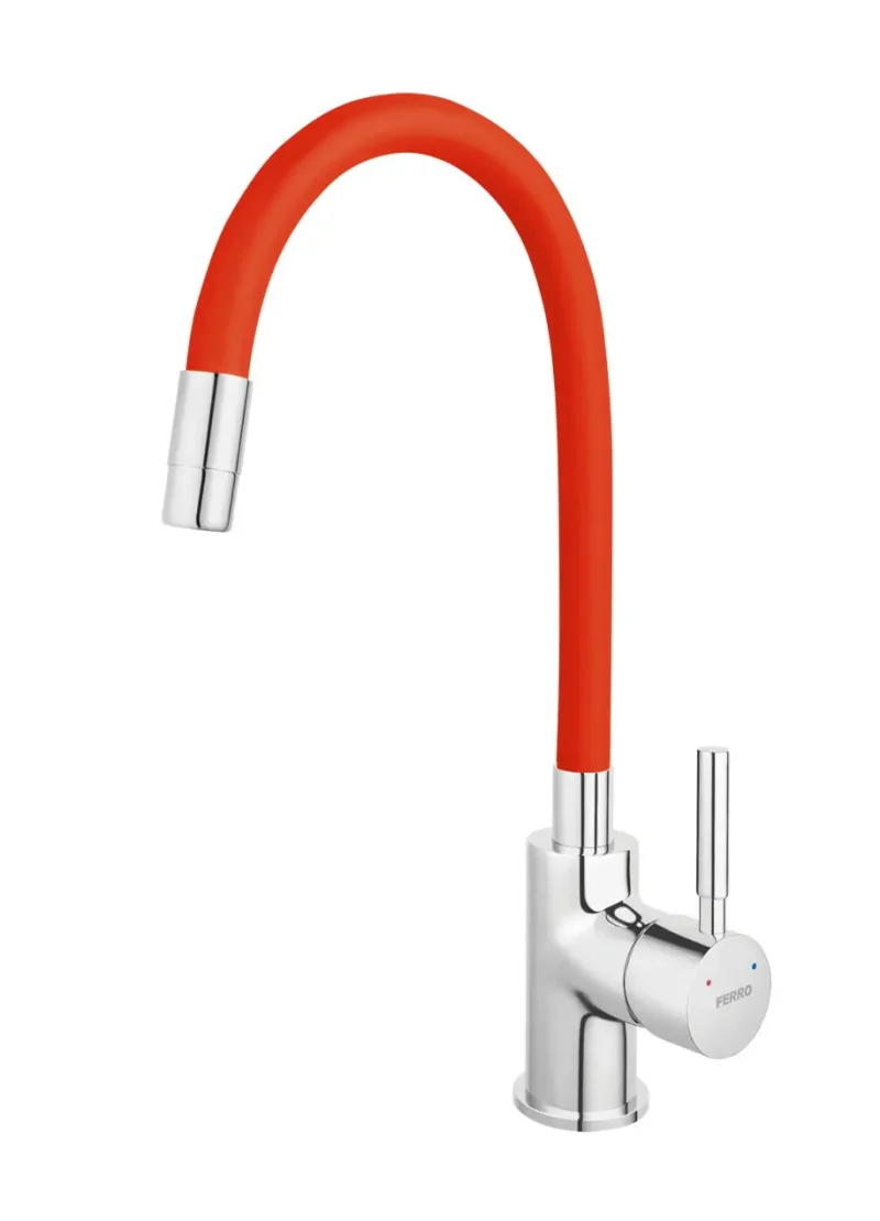 Novaservis Ferro - virtuves maisītājs ar elastīgu roku, Sarkans/Hroms 70710,0CV