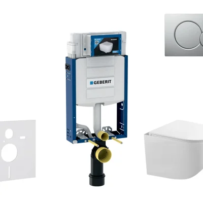 Geberit Kombifix - komplekts ar priekšsienas elementu, Gaia-WC ar SoftClose sēdekli un Sigma01 vadības plati, hroms matēti lakots SANI15CA1121