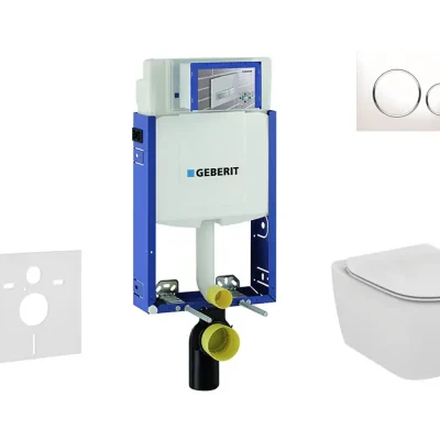 Geberit Kombifix - uzstādīšanas elements sienas WC ar vadības plati SIGMA20, balts/hroms spīdīgs + Ideal Standard Tesi - WC un WC sēdeklis 110.302.00.5 NF4