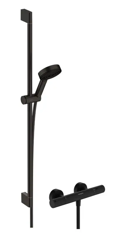 Hansgrohe Pulsify Select S - dušas komplekts ar termostatu, 3 strūklu veidi, EcoSmart, matēti melns 24271670