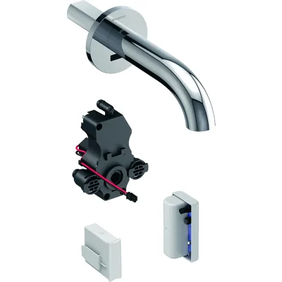 Geberit Piave - elektronisks izlietnes maisītājs, montāža pie sienas, ar maisītāju, garums 17 cm, darbība ar ģeneratoru, hroms 116.266.21.1
