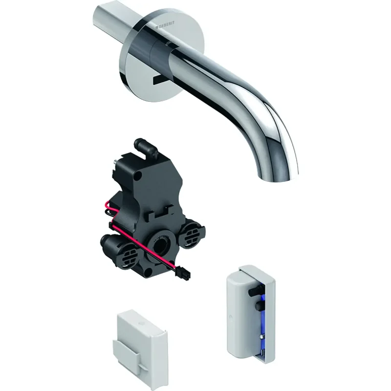Geberit Piave - elektronisks izlietnes maisītājs, montāža pie sienas, ar maisītāju, garums 17 cm, darbība ar ģeneratoru, hroms 116.266.21.1