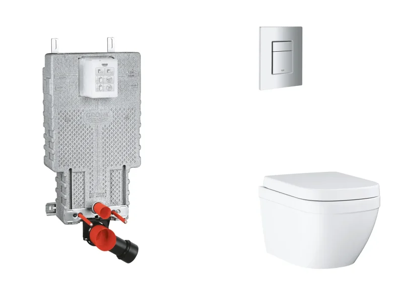 Grohe Uniset - komplekts priekšsienas elements, WC ar SoftClose sēdekli un Skate Cosmopolitan vadības plati, Triple Vortex, matēts hroms SANI15BB2105