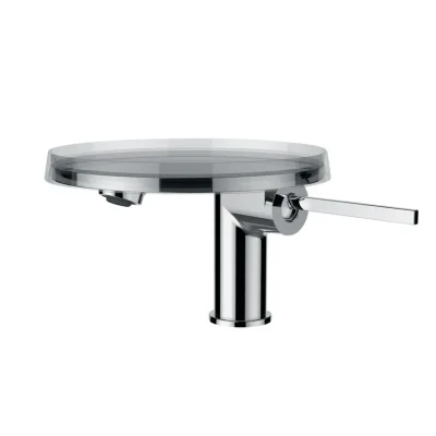 Laufen Kartell - vienas sviras izlietnes maisītājs Disc, ar noteces vārstu, hroms/caurspīdīgs H3113310041111