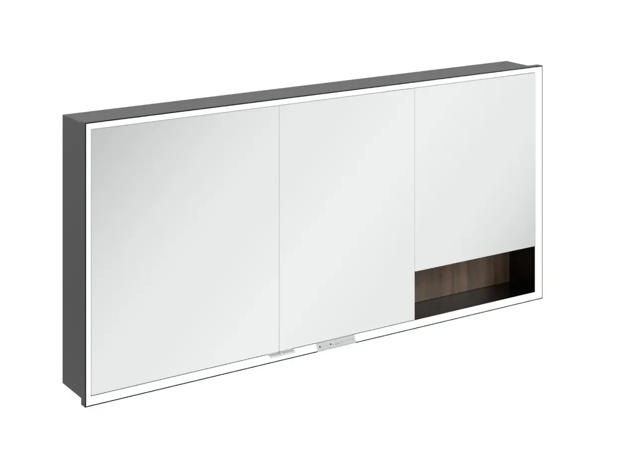 Villeroy & Boch My View+ - spoguļskapītis ar LED apgaismojumu 160x75x17 cm, 3 durvis, Arizona ozols/matēti melns B48216VH