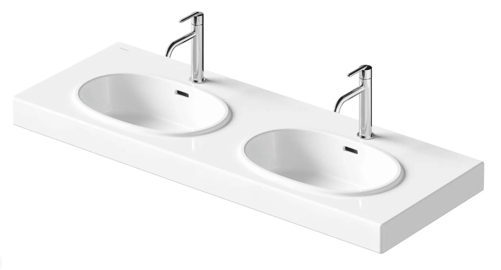 Duravit Balcoon - dubultā izlietne 130 x 48 cm, ar pārplūdi, 2 jaucējkrāna atverēm, ar noteces komplektu, DuraShield, matēti balta 241213AC00