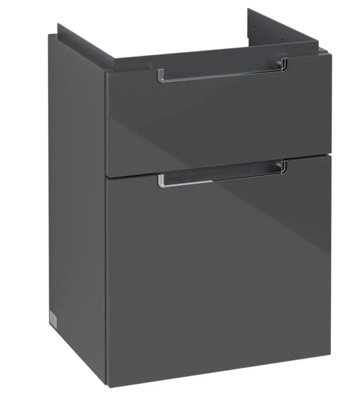 Villeroy & Boch Subway 2.0 - izlietnes skapītis, 59x44x35 cm, 2 atvilktnes, pelēks spīdīgs A90610FP