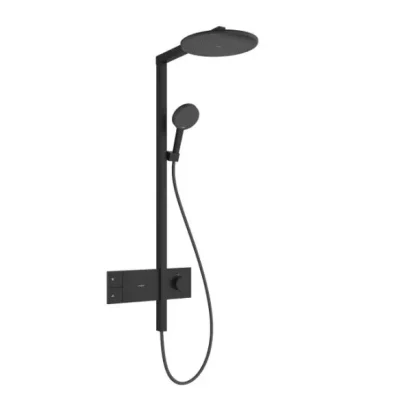 Hansgrohe Raindance Alive S - dušas komplekts ar termostatu, diametrs 30 cm, 3 strūklas režīmi, EcoSmart, matēti melns 24583670