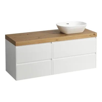 Laufen Lani - izlietnes skapītis, 58x137x49 cm, 4 atvilktnes, izgriezums labajā pusē, balts matēts/ozols H4065831122601