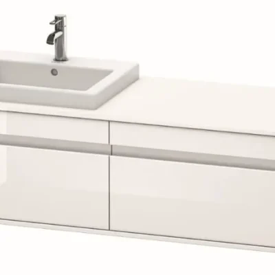 Duravit Ketho - izlietnes skapītis 43x140x55 cm, kreisais, ar 2 atvilktnēm, balts spīdīgs KT6797L2222