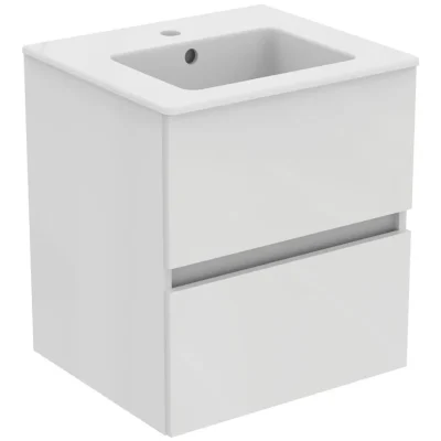 Ideal Standard Eurovit - izlietne ar apakšskapi, 55x50x44 cm, 2 atvilktnes, balts spīdīgs R0571WG